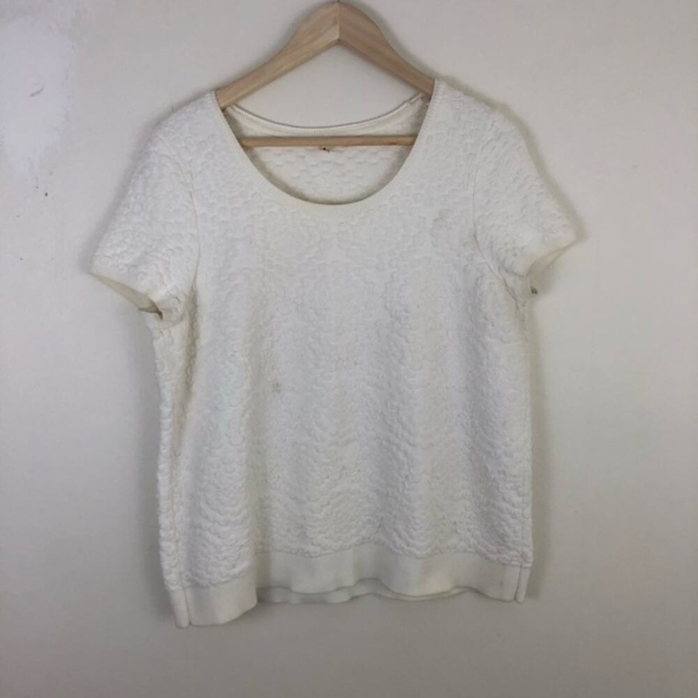 Anthropologie Moth White Quilted Top Size Large